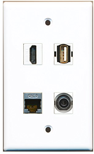 RiteAV - 1 Port HDMI 1 Port USB A-A 1 Port Shielded Cat6 Ethernet 1 Port 3.5mm Wall Plate