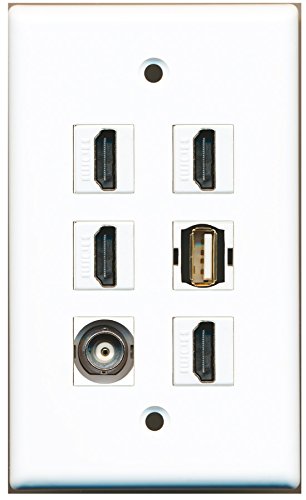 RiteAV - 4 HDMI 1 Port USB A-A 1 Port BNC Wall Plate