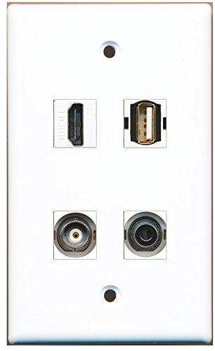 RiteAV - 1 Port HDMI 1 Port USB A-A 1 Port 3.5mm 1 Port BNC Wall Plate