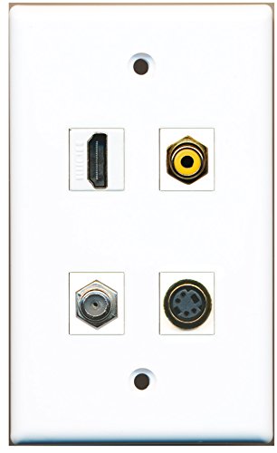 RiteAV - 1 Port HDMI 1 Port RCA Yellow 1 Port Coax Cable TV- F-Type 1 Port S-Video Wall Plate
