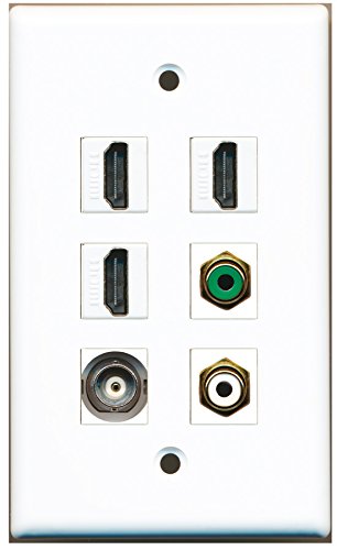 RiteAV - 3 HDMI 1 Port RCA White 1 Port RCA Green 1 Port BNC Wall Plate