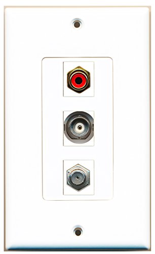 RiteAV - 1 Port RCA Red and 1 Port Coax Cable TV- F-Type and 1 Port BNC Decorative Wall Plate Decorative