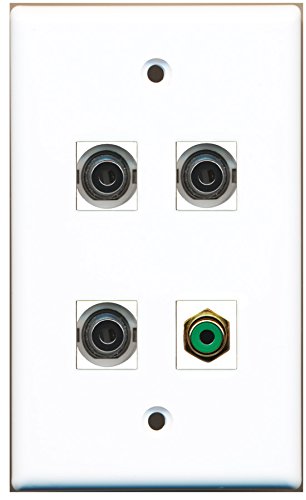 RiteAV - 1 Port RCA Green 3 Port 3.5mm Wall Plate