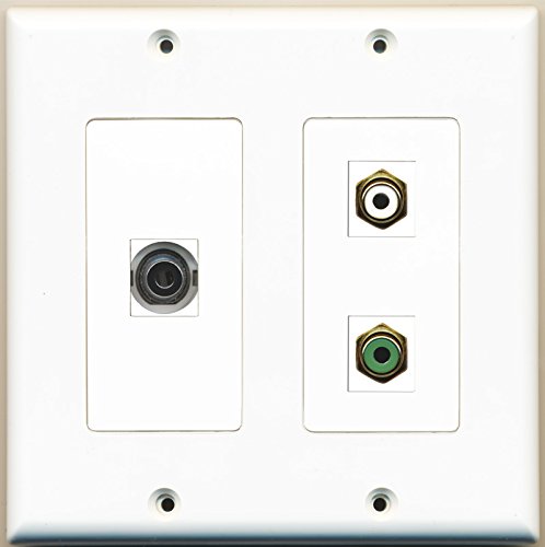 RiteAV - 1 Port RCA White 1 Port RCA Green 1 Port 3.5mm - 2 Gang Wall Plate