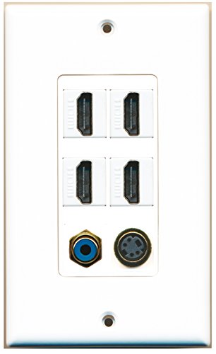 RiteAV - 4 Port HDMI 1 RCA Blue 1 S-Video Wall Plate Decorative