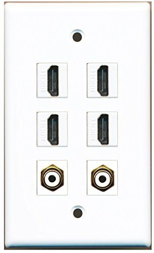 RiteAV - 4 HDMI 2 Port RCA White Wall Plate