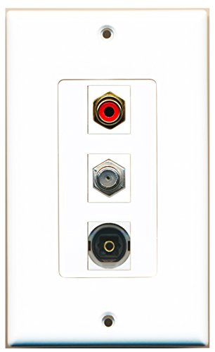 RiteAV - 1 Port RCA Red and 1 Port Coax Cable TV- F-Type and 1 Port Toslink Decorative Wall Plate Decorative