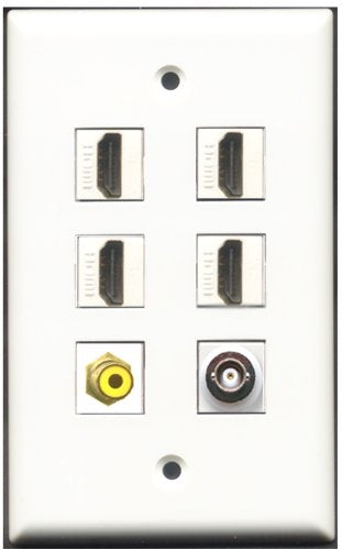 RiteAV - 4 Port HDMI 1 RCA Yellow 1 BNC Wall Plate