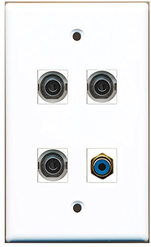 RiteAV - 1 Port RCA Blue 3 Port 3.5mm Wall Plate
