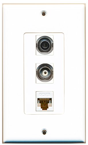 RiteAV - 1 Port 3.5mm and 1 Port BNC and 1 Port Cat6 Ethernet White Decorative Wall Plate Decorative