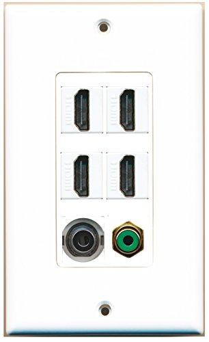 RiteAV - 4 Port HDMI 1 RCA Green 1 3.5mm Wall Plate Decorative