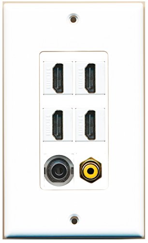 RiteAV - 4 Port HDMI 1 RCA Yellow 1 3.5mm Wall Plate Decorative