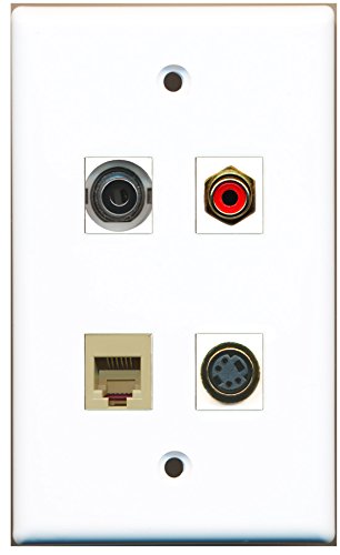 RiteAV - 1 Port RCA Red 1 Port Phone RJ11 RJ12 Beige 1 Port S-Video 1 Port 3.5mm Wall Plate