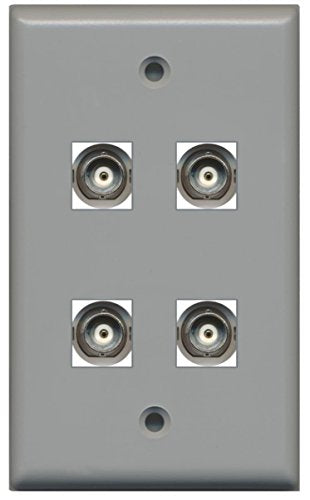 RiteAV 4 Port BNC Female/Female HD-SDI Jack Wall Plate - Gray