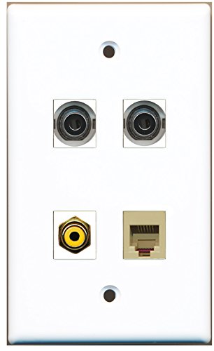 RiteAV - 1 Port RCA Yellow 1 Port Phone RJ11 RJ12 Beige 2 Port 3.5mm Wall Plate