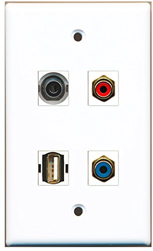 RiteAV - 1 Port RCA Red 1 Port RCA Blue 1 Port USB A-A 1 Port 3.5mm Wall Plate