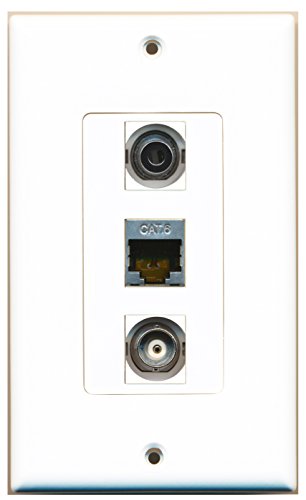 RiteAV - 1 Port Shielded Cat6 Ethernet and 1 Port 3.5mm and 1 Port BNC Decorative Wall Plate Decorative