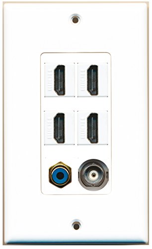 RiteAV - 4 Port HDMI 1 RCA Blue 1 BNC Wall Plate Decorative