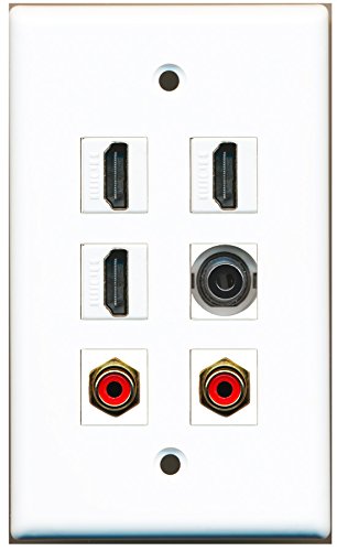 RiteAV - 3 HDMI 2 Port RCA Red 1 Port 3.5mm Wall Plate