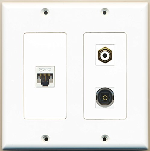 RiteAV - 1 Port RCA White 1 Port Toslink 1 Port Cat5e Ethernet White - 2 Gang Wall Plate