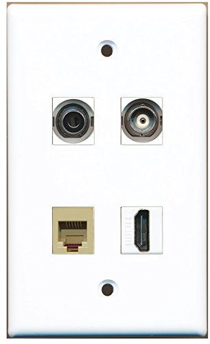 RiteAV - 1 Port HDMI 1 Port Phone RJ11 RJ12 Beige 1 Port 3.5mm 1 Port BNC Wall Plate