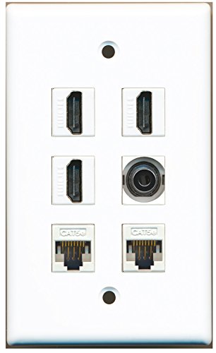 RiteAV - 3 HDMI 1 Port 3.5mm 2 Port Cat5e Ethernet White Wall Plate