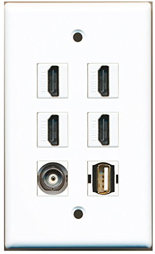 RiteAV - 4 HDMI 1 Port USB A-A 1 Port BNC Wall Plate