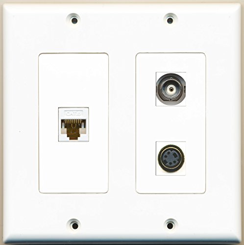 RiteAV - 1 Port S-Video 1 Port BNC 1 Port Cat6 Ethernet White - 2 Gang Wall Plate