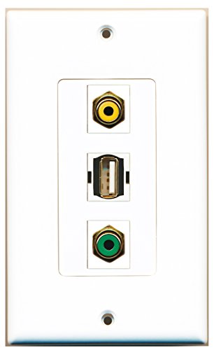 RiteAV - 1 Port RCA Yellow and 1 Port RCA Green and 1 Port USB A-A Decorative Wall Plate Decorative