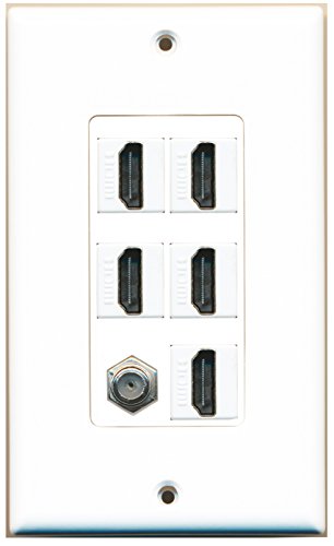 RiteAV - 5 Port HDMI 1 Coax Cable TV- F-Type Wall Plate Decorative