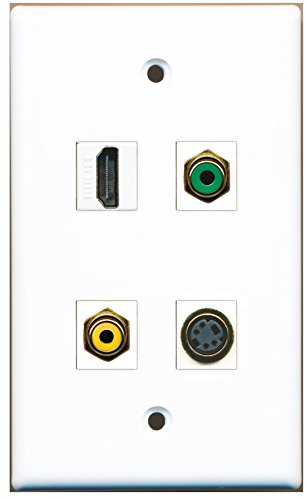 RiteAV - 1 Port HDMI 1 Port RCA Yellow 1 Port RCA Green 1 Port S-Video Wall Plate