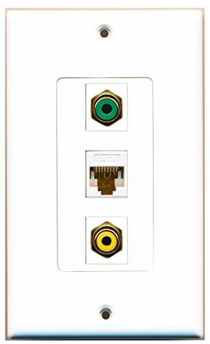RiteAV - 1 Port RCA Yellow and 1 Port RCA Green and 1 Port Cat6 Ethernet White Decorative Wall Plate Decorative
