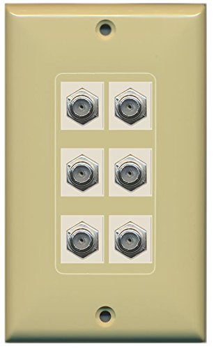 RiteAV (1 Gang Decorative) 6 Coax Ivory Wall Plate Ivory