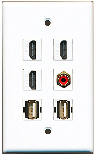 RiteAV - 3 HDMI 1 Port RCA Red 2 Port USB A-A Wall Plate
