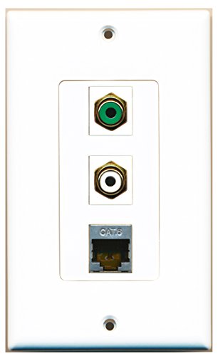 RiteAV - 1 Port RCA White and 1 Port RCA Green and 1 Port Shielded Cat6 Ethernet Decorative Wall Plate Decorative
