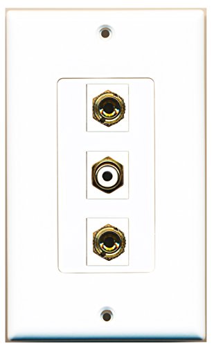 RiteAV - 1 Port RCA White 2 Port Banana Speaker Decorative Wall Plate - White