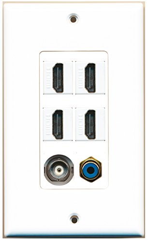 RiteAV - 4 Port HDMI 1 RCA Blue 1 BNC Wall Plate Decorative