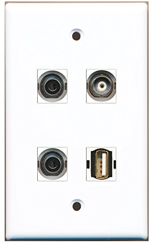RiteAV - 1 Port USB A-A 2 Port 3.5mm 1 Port BNC Wall Plate