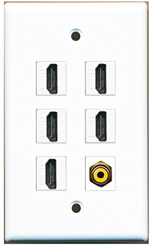 RiteAV - 5 x HDMI and 1 x RCA Yellow Video Port Wall Plate White