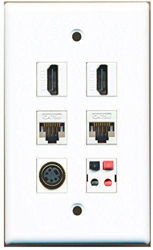 RiteAV - 2 HDMI 1 Port S-Video 2 Port Cat5e Ethernet White 1 Port Speaker Wall Plate
