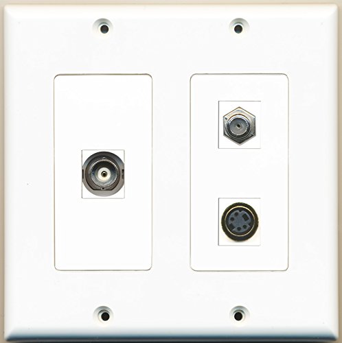 RiteAV - 1 Port Coax Cable TV- F-Type 1 Port S-Video 1 Port BNC - 2 Gang Wall Plate
