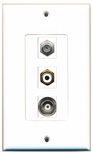 RiteAV - 1 Port RCA White and 1 Port Coax Cable TV- F-Type and 1 Port BNC Decorative Wall Plate Decorative