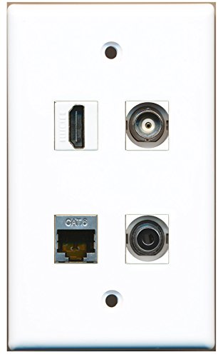 RiteAV - 1 Port HDMI 1 Port Shielded Cat6 Ethernet 1 Port 3.5mm 1 Port BNC Wall Plate
