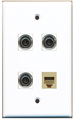 RiteAV - 1 Port Phone RJ11 RJ12 Beige 3 Port 3.5mm Wall Plate