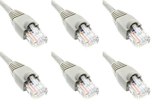 Pack of 6 - Gray 2FT Cat6 Ethernet Network Cable LAN Internet Patch Cord RJ45 Gigabit