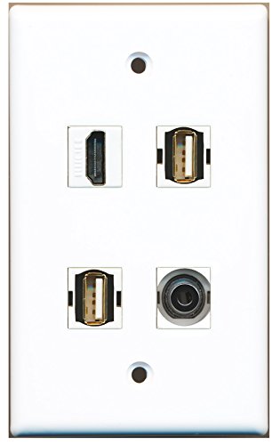 RiteAV - 1 Port HDMI 2 Port USB A-A 1 Port 3.5mm Wall Plate