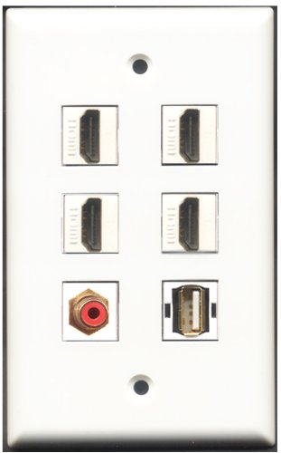 RiteAV - 4 Port HDMI 1 RCA Red 1 USB A-A Wall Plate