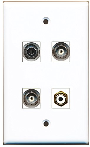 RiteAV - 1 Port RCA White 1 Port 3.5mm 2 Port BNC Wall Plate