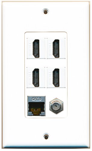 RiteAV - 4 Port HDMI 1 Coax Cable TV- F-Type 1 Shielded Cat6 Ethernet Wall Plate Decorative