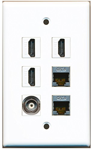 RiteAV - 3 HDMI 2 Port Shielded Cat6 Ethernet 1 Port BNC Wall Plate